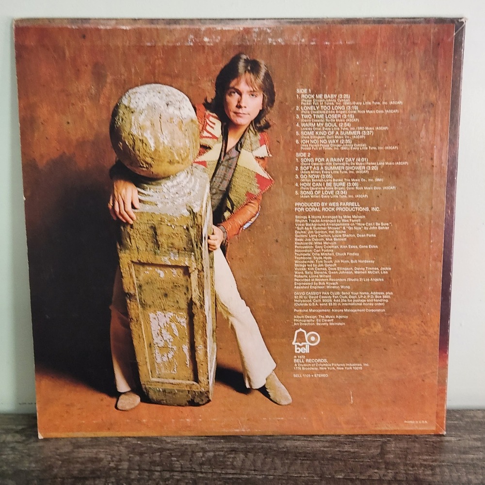 David Cassidy Rock Me Baby Vinyl Record‎ Album Bell 1109 1972 Vintage